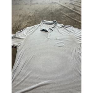 Vineyard Vines Shirt Mens 2XL Edgartown Polo Blue White Stripe‎ Whale Casual